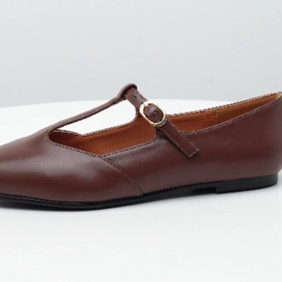 Women's T-Strap Mary Jane Ballet Flats Pointed Toe Adjustable Buckle Slip On - Picture 8 of 8